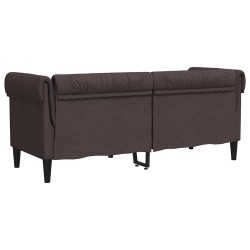 Canapé Chesterfield 2 places marron foncé tissu 
