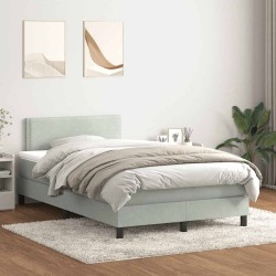 Sommier à lattes de lit et matelas gris clair 120x210cm velours 