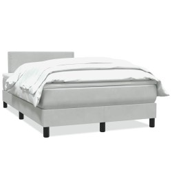 Sommier à lattes de lit et matelas gris clair 120x210cm velours 