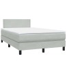 Sommier à lattes de lit et matelas gris clair 120x210cm velours 