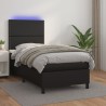 Sommier à lattes de lit avec matelas et LED Noir 90x190 cm 
