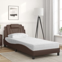 Lit avec matelas marron 80x200 cm similicuir 