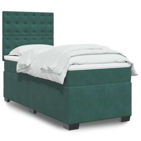 Sommier à lattes de lit et matelas Vert foncé 80x200 cm Velours 