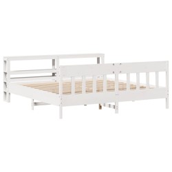 Cadre de lit sans matelas blanc 200x200 cm bois massif de pin 