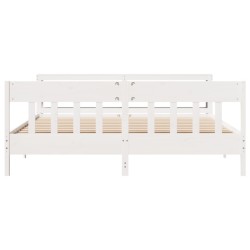 Cadre de lit sans matelas blanc 200x200 cm bois massif de pin 