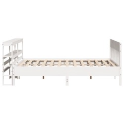 Cadre de lit sans matelas blanc 200x200 cm bois massif de pin 