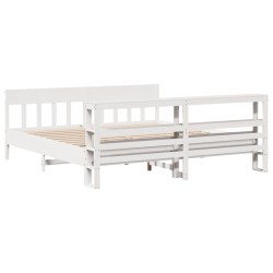 Cadre de lit sans matelas blanc 200x200 cm bois massif de pin 