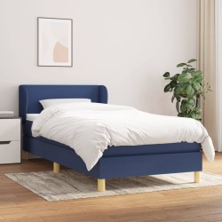 Sommier à lattes de lit avec matelas Bleu 100x200 cm Tissu 