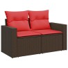 Salon de jardin avec coussins 5 pcs marron résine tressée 
