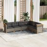 Salon de jardin 6 pcs avec coussins gris résine tressée 