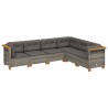 Salon de jardin 6 pcs avec coussins gris résine tressée 