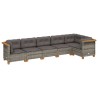 Salon de jardin 6 pcs avec coussins gris résine tressée 