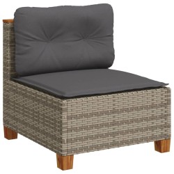Salon de jardin 6 pcs avec coussins gris résine tressée 