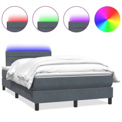 Sommier à lattes de lit et matelas gris foncé 120x210cm velours 