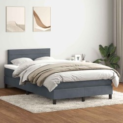 Sommier à lattes de lit et matelas gris foncé 120x210cm velours 