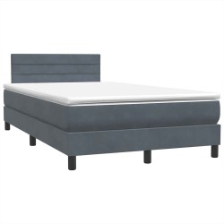 Sommier à lattes de lit et matelas gris foncé 120x210cm velours 
