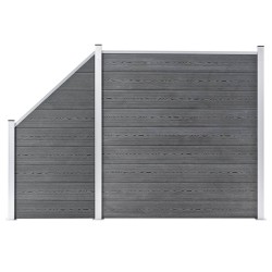 Ensemble de clôture WPC 1 Carré + 1 Incliné 273x186 cm Gris 
