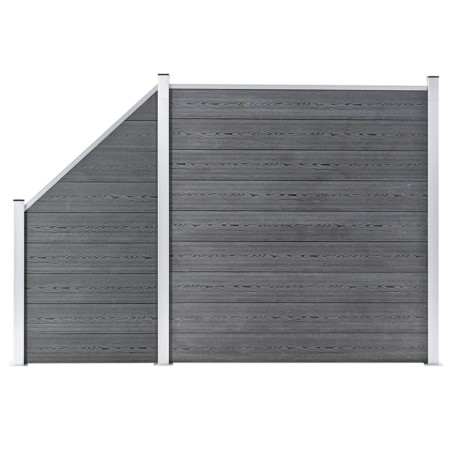Ensemble de clôture WPC 1 Carré + 1 Incliné 273x186 cm Gris 