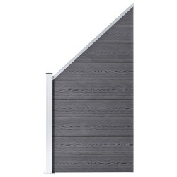 Ensemble de clôture WPC 1 Carré + 1 Incliné 273x186 cm Gris 