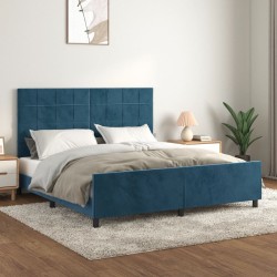 Cadre de lit sans matelas bleu foncé velours 