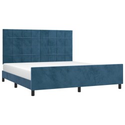 Cadre de lit sans matelas bleu foncé velours 