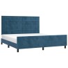 Cadre de lit sans matelas bleu foncé velours 