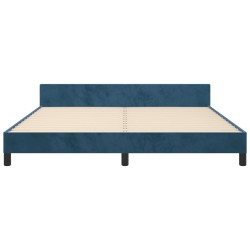 Cadre de lit sans matelas bleu foncé velours 