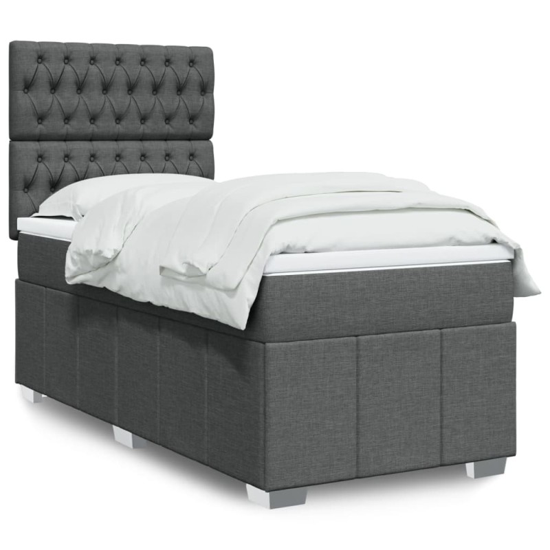 Sommier à lattes de lit avec matelas Gris foncé 80x200 cm Tissu 