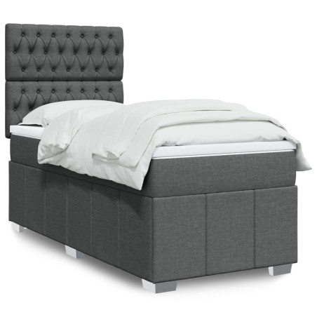 Sommier à lattes de lit avec matelas Gris foncé 80x200 cm Tissu 