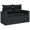 Salon de jardin 6 pcs avec coussins noir résine tressée 