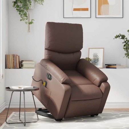 Fauteuil inclinable de massage électrique marron similicuir 