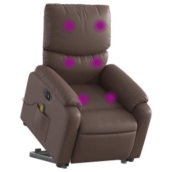 Fauteuil inclinable de massage électrique marron similicuir 