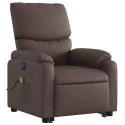 Fauteuil inclinable de massage électrique marron similicuir 