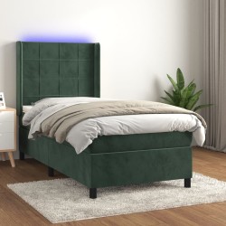 Sommier à lattes de lit matelas LED Vert foncé 90x190cm Velours 