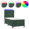 Sommier à lattes de lit matelas LED Vert foncé 90x190cm Velours 