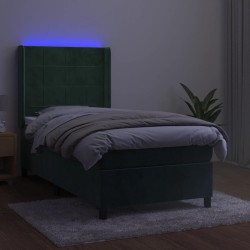 Sommier à lattes de lit matelas LED Vert foncé 90x190cm Velours 