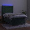 Sommier à lattes de lit matelas LED Vert foncé 90x190cm Velours 