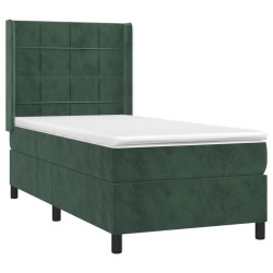 Sommier à lattes de lit matelas LED Vert foncé 90x190cm Velours 
