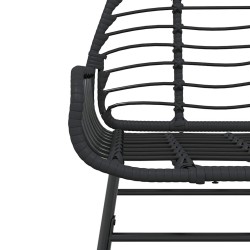 Ensemble à manger de jardin 5 pcs noir résine tressée verre 