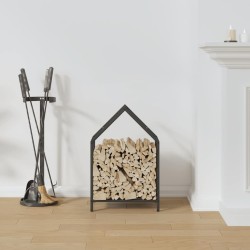 Portant de bois chauffage noir 40x25x60 cm 
