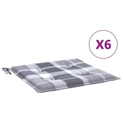 Coussins de chaise de jardin lot de 6 carreaux gris 40x40x3 cm 
