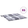 Coussins de chaise de jardin lot de 6 carreaux gris 40x40x3 cm 