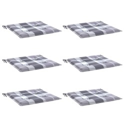 Coussins de chaise de jardin lot de 6 carreaux gris 40x40x3 cm 