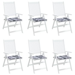 Coussins de chaise de jardin lot de 6 carreaux gris 40x40x3 cm 