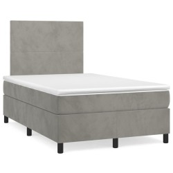 Sommier à lattes de lit et matelas gris clair 120x190cm velours 
