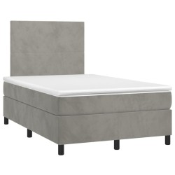 Sommier à lattes de lit et matelas gris clair 120x190cm velours 