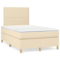 Sommier à lattes de lit avec matelas crème 120x190 cm tissu 