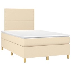 Sommier à lattes de lit avec matelas crème 120x190 cm tissu 