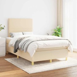 Sommier à lattes de lit avec matelas crème 120x190 cm tissu 