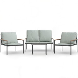 Salon de jardin avec coussins 4 pcs anthracite acier 